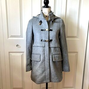NWT Zara Grey Hooded Wool Coat Sz XS